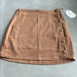 Brown corduroy Button-Detail Skirt